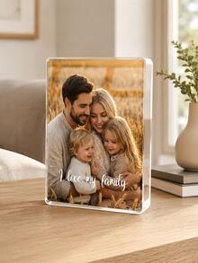 1pc Personalized Acrylic Photo Display, Customized Acrylic Photo Block, Photo Gift, Customizable Photo And Text, Family Photo, Suitable For Boyfriend And Girlfriend, Friends, Family, Pets, Car/Cartoon/Landscape Photo, Office Desk Decor, Applicable For Valentine's Day, Anniversary, Wedding, Mother's Day, Birthday, Holiday, Father's Day, Graduation, Housewarming, Living Room, Home Decor And Other Occasions - Multicolor - View 4
