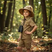 Disfraz Explorador Scout Cazador Disfraz Explorador Safari Infantil Disfraz Niños y Niñas - Caqui - Ver 3