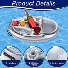 1 pieza Flotador inflable impermeable para bebidas de bar, cubo de hielo multifuncional para fiesta en la piscina con portavasos, estante inflable portátil de PVC para cubo de hielo, portavasos flotante, accesorio de piscina de verano con bandeja con agujeros - Varios estilos - Ver 3