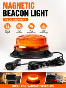 GLANBERT 1pc Truck LED Mini Top Light 12-24V Universal Cigarette Lighter Plug Powered Patrol Light Work Light Suitable For Forklifts And Trailers - Magnetic Flashing Warning Light - View 2