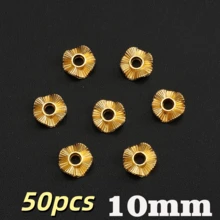 50顆 8/10mm 鋅合金波浪圓盤隔珠，適合DIY珠寶製作手鍊項鍊，時尚珠寶配件，筆珠用品 - 波浪隔片 - 查看 8