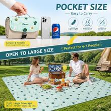 Large Waterproof Picnic Mat, Foldable Picnic Blanket, Suitable For Beach And Camping, Ultra-Light Sand-Proof Ground Cloth, Desert Oasis Print, Pocket Size For Easy Storage, Reinforced Corner Rings - Multicolor - View 2