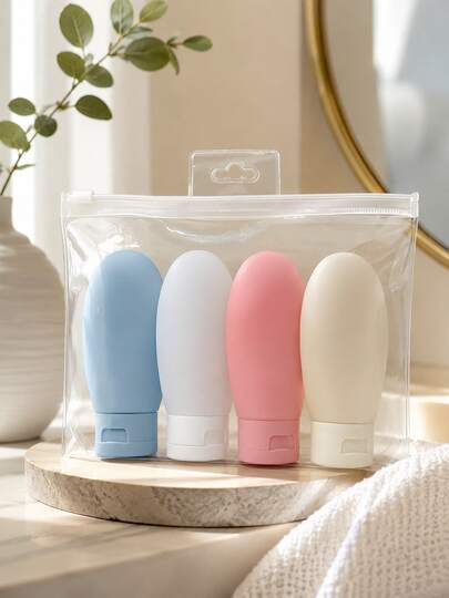 4-1 chai mỹ phẩm rỗng cầm tay nhiều màu giá rẻ, chất liệu bền dẻo, tái sử dụng được, dung tích 60ml, hộp đựng đồ vệ sinh đa năng dùng cho du lịch, dự phòng tại nhà, cắm trại ngoài trời, lưu trữ hàng ngày cho lễ hội dân gian và kỷ niệm