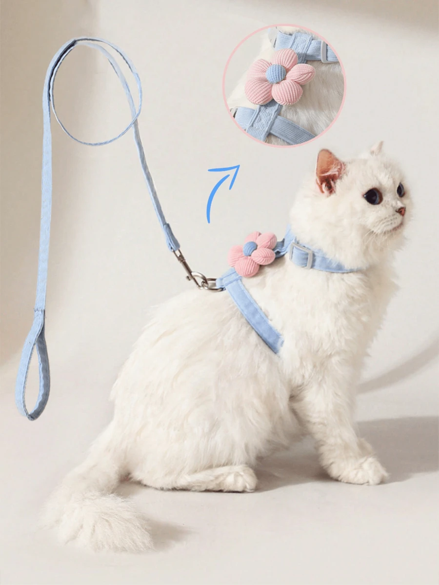 1 Set Cute Bee Design Pet Harness Set With Leash, Breathable Escape-Proof Vest, Suitable For Small Puppies And Kittens Outdoor Walking - Multicolor - View 1