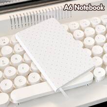 1pc White Polka Dot High-Quality Appearance Notebook, A6 Student Notebook, Pocket Notebook For Organizing Notes, PU Leather Cross-Grain Small Notebook, Lightweight And Portable, Suitable For Daily Writing Use School Supplies - Polka Dots - View 13