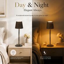 LED Cordless Touch Night Light, USB Rechargeable, With Touch Sensor Switch, 3 Color Temperature Control, Adjustable Brightness, Compact Portable Desk Lamp, Pleated Metal Appearance, Modern Minimalist Elegant, Ideal For Study, Bedroom, Bedside, Dining Room, Bar Lighting Decoration - Desk Lamp - View 7