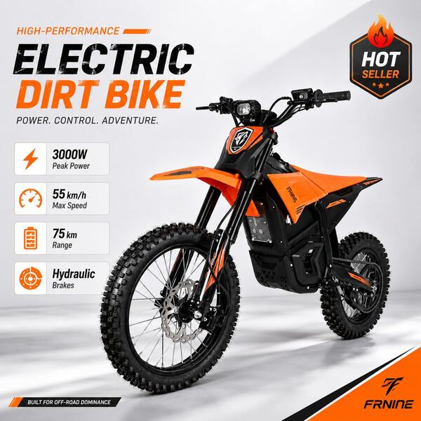 1300W Electric Dirt Bike For Adults & Teens, 48V Battery, 55Km/H Off-Road , Hydraulic Brakes & Suspension, IPX6 Waterproof, 60KM Long Range, 420 Heavy Duty Chain