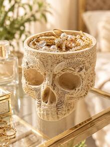 Caja de almacenamiento de joyas de resina con estilo gótico, bandeja de joyas con calavera vintage, organizador de escritorio, adecuado para anillos, pendientes, collares, llaves, tocador, dormitorio, entrada, estantería, dormitorio, decoración de fiesta de Halloween, regalo de decoración del hogar bohemio gótico, adecuado para mujeres y niñas - nuevo producto - Ver 9
