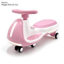 12V Electric Ride On Wiggle Car For Kids 3-8, 2-In-1 Electric & Manual Riding Toy With Bluetooth Music, LED Wheels & Early Education, Rechargeable Outdoor Ride On Toys For Boys Girls, Ideal Toddler Electric Ride On Toys & Kids Motorized Car. Pink - Pink - View 1