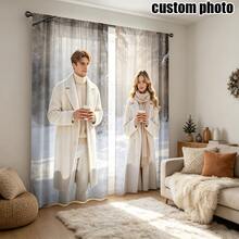 2pcs Personalized Custom Curtains, 2 Photo Custom Curtains, Home Decor, Wedding Gift, Birthday Gift, Anniversary Gift, Pet, Rod Pocket Design, Good Light Transmission, Suitable For All Seasons, Decorative Curtains, 160gsm - 2 Pieces In Multiple Colors - View 8