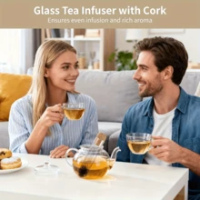 1pc Creative Glass Tea Infuser With Cork Stopper, Tea Steeper, Glass Tea Strainer For Loose Leaf Tea, Reusable Loose Leaf Tea Infuser With Cork, Tea Diffuser For Loose Tea - Transparent Test Tube Design, Perfect For Loose Leaf Tea - Ideal For Home Gatherings And Parties - Multicolor - View 3