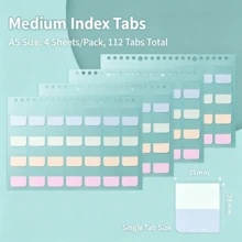 4 Sheets Colored Fluorescent Index Tabs For Loose-Leaf Notebooks, Strong Adhesive Classification Label Stickers, Bookmark Sticky Notes - Multicolor - View 5