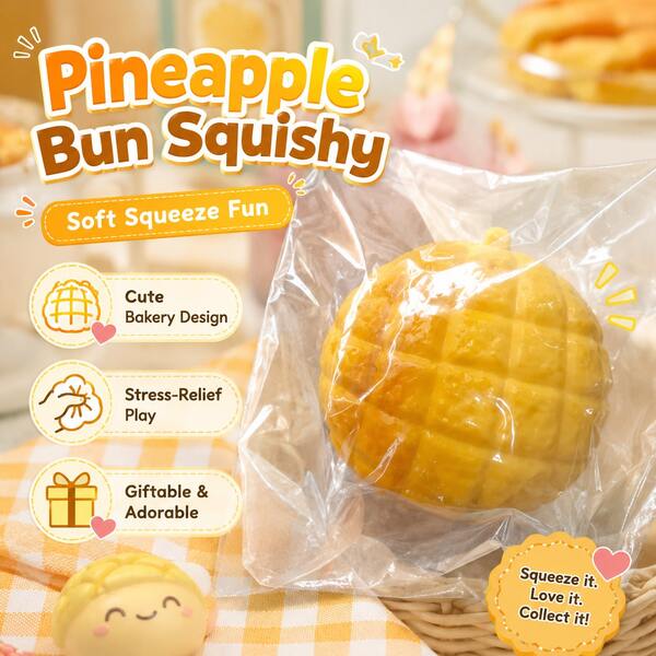 Realistic Crispy Pineapple Bread Handmade Squishy Ball, Crunchy Stress Relief Toy #PineappleBreadSquishy #HandmadeSquishy