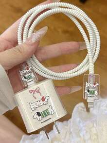 4pcs/Set Casing Pelindung Charger & Kabel TPU Baru dengan Motif Anjing & Pita Biru, Pelindung Kabel Pengisian Daya 18/20W Tahan Lama, Pengatur Kabel Anti-Patah, Cocok untuk Aksesoris Charger 16/15/13/14, Hadiah Lucu untuk Teman - Beraneka warna - View 10