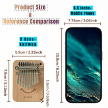 Smile Pattern 9-Tone Thumb Piano, Wooden Kalimba, Pre-Tuned, Portable Handheld Performance, Suitable For Beginners/Party Performance/Also A Great Gift For Family And Friends - Apricot - View 3