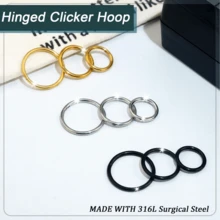 Unisex Hypoallergenic Nose Ring Set: Exquisite 8-Piece Set, Includes 18G Gold/Silver 316L Stainless Steel Nose Rings And Hinged Septum Rings; Suitable For Various Body Piercing Jewelry, Sizes Range From 6 To 12mm, Ideal Holiday Gift. - Gold + Silver + Black - View 6