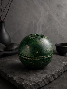 1pc Wabi-Sabi Style Round Hollow Stone Texture Incense Burner, Multi-Hole Spherical Aromatherapy Burner, 2 Colors Sandstone Dark Green, Yoga Meditation Healing Tea Room Decor Fragrance Gift - Stone Ball Incense Burner - View 10