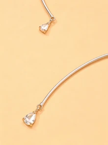 outingfit 1pc New Open Pearl Pendant Necklace, Minimalist Elegant Versatile Jewelry - Silver - View 4