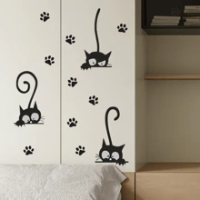 Miếng dán tường mèo dễ thương - Nhãn dán động vật hoạt hình có thể tháo rời và tái sử dụng để trang trí phòng ngủ, nhà bếp và tủ lạnh, bề mặt mờ PVC, dễ dán - nhãn dán - Xem 5
