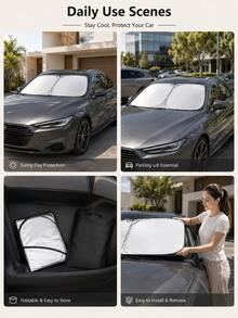 Portable Universal Car Front Windshield Sun Shade - Car Interior Heat Insulation Front Windshield Cover, Summer Car Front Windshield Sun Shade, UV Protection Heat Insulation Sun Shade, RV Essential, Car Cover, Car Accessories, Camping - Multicolor - View 4