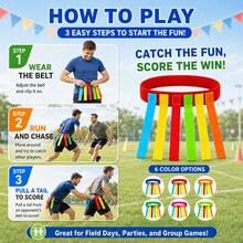 Tail Tag Game Belt, Belt With 6 Detachable Tails, Random Color, Hook And Loop Running Chase Activity Equipment, Back To School Gift, Suitable For Sports Day, Backyard Lawn, Carnival Party, Camping Picnic, Team Building, Outdoor Games, Adult Group Competition - One Size Fits All - View 4