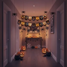 Halloween Dekorationen - Happy Halloween Banner | HALLOWEEN Party Dekorationen für Innen und Außen - Trunk Or Treat Hintergrund Girlande für Außen | Hängende Partyartikel Zubehör für Halloween - A - Übersicht 6
