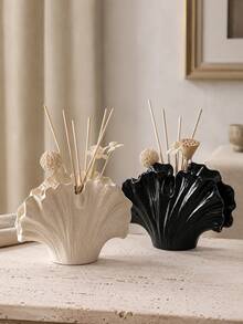 1pc Wabi-Sabi Style Ginkgo Leaf Shaped Vase, Wrinkled Texture Reed Diffuser Bottle, Matte Black And Speckled Beige 2 Colors Available, Minimalist Living Room Desktop Fragrance Floral Decor Gift - Ginkgo Leaf Aroma Bottle - View 9