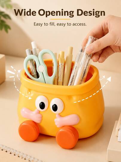 Ống cắm bút để bàn nhựa đa năng phong cách hoạt hình dễ thương, hộp ngăn kéo để bàn chia ngăn đựng bút, cọ và vật dụng nhỏ, giỏ đựng văn phòng phẩm di động cho học sinh ký túc xá, trang trí sắp xếp nhà cửa