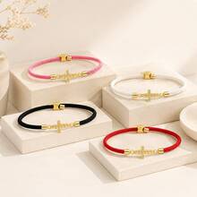 1pc Minimalist Classic Cross Pendant Colorful Adjustable Braided Rope Bracelet For Women - Cross - View 6