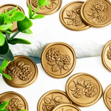 20入/包 3D刺繡球花蠟封貼紙，婚禮邀請函信封封口貼，自黏白色花朵貼紙，適用於邀請函、禮品包裝、聖誕棕色 - 繡球花-棕色 - 查看 10
