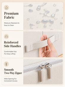 1pc Foldable Zipper Fabric Storage Bag, Large Capacity Organizer Bag With Transparent Window, Suitable For Storing Blankets, Pillows, Also Can Be Used For Holiday, Room, Home, Bedroom Decor. Home Decor. Room Decor. Household - White - View 6
