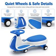 12V Electric Ride On Wiggle Car For Kids 3-8, 2-In-1 Electric & Manual Riding Toy With Bluetooth Music, LED Wheels & Early Education, Rechargeable Outdoor Ride On Toys For Boys Girls, Ideal Toddler Electric Ride On Toys & Kids Motorized Car.Blue - Blue - View 2