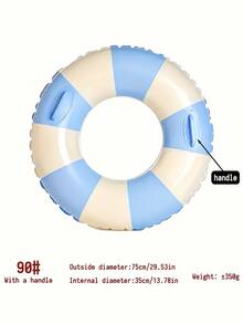Striped Inflatable Swim Ring With Handle, PVC Pool Float, Suitable For Beach, Pool Party And Summer Activities, Fashionable Photo Decoration Water Accessory - Multicolor - View 9