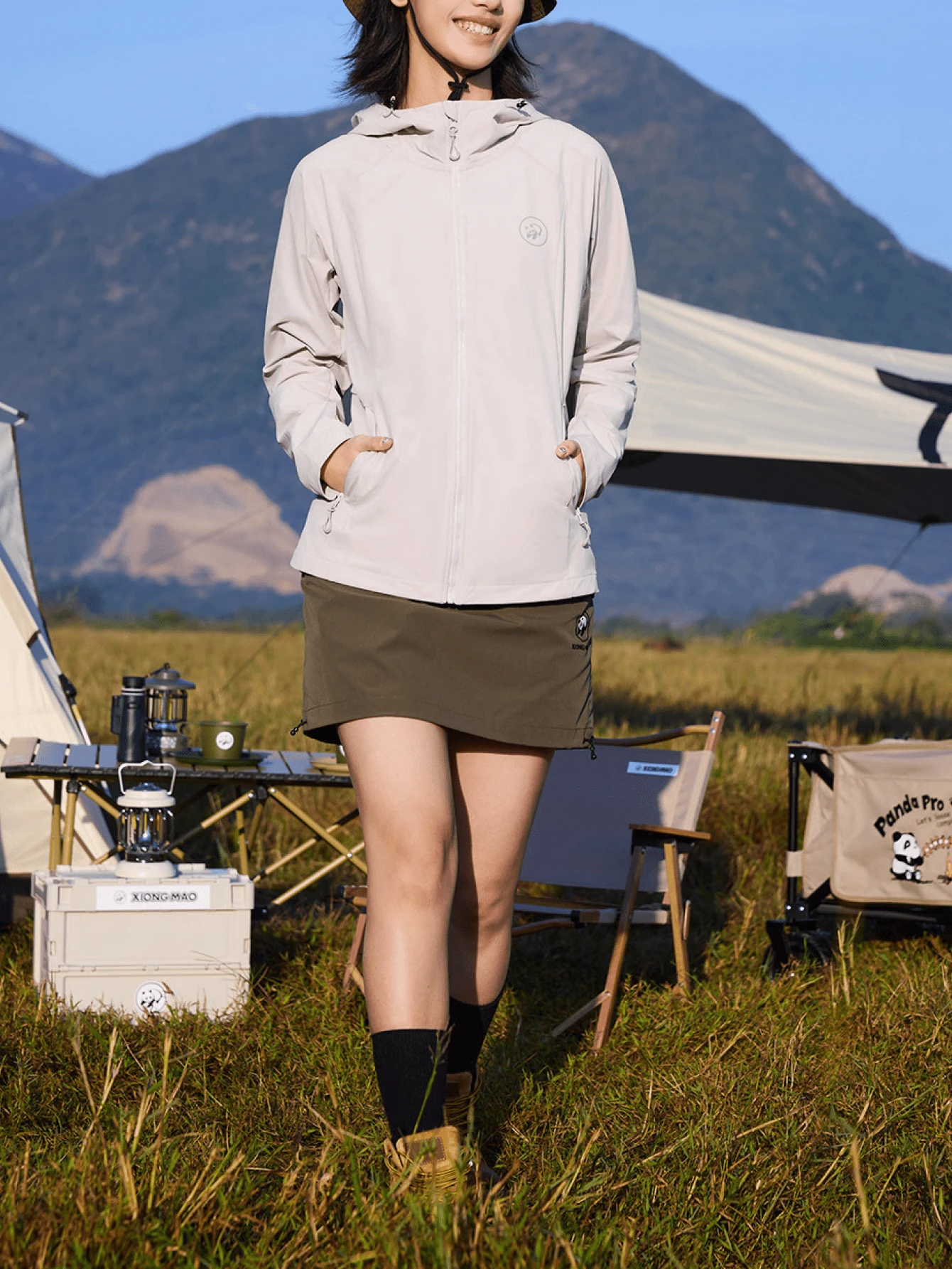 CAMEL CROWN Jaket Soft Shell Antibakteri 3A Musim Semi Baru, Jaket Olahraga Pendek Hiking Luar Ruangan Elastis Cepat Kering, Perlindungan UV - Abu ek - View 1