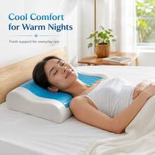 1pc Gel Memory Foam Wave Pillow, Suitable For Hot Weather Environments. Ergonomic Curved Design Pillow, Premium Memory Foam Provides Support. - 1PC - View 8