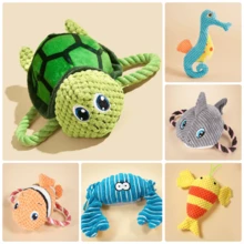 海龜狗咬膠玩具，海洋動物狗咬膠玩具，幼犬磨牙卡通發聲狗玩具，可愛毛絨狗玩具，寵物玩具，適合小型、中型、大型犬貓的互動玩具，不適合粗魯玩耍和撕咬。萬聖節、聖誕節、新年 - 彩色 - 查看 2