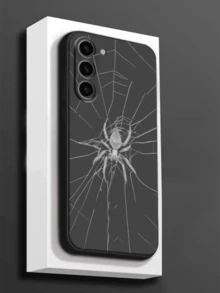 1pc Premium Grey Spider Web Pattern Black TPU Soft Shell Protective Case, Wear-Resistant, Shockproof, Full Coverage, Compatible With Huawei Honor Galaxy A04e/A05s/A13/A14/A15/A34/A35/A50/A52/A53/A54/S21/S22/S23/S24/S25/S25Ultra/S25 FE/S26/S26PLUS/S26ULTRA/S26 EDGE/ 6A/7A/8A/ 12T/13T/14T [International Version, Not Local Version] - Black - View 1