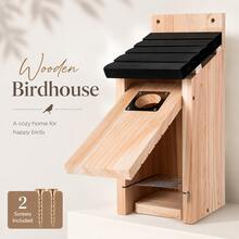 3/1Pcs Cedar Bluebird House For Outdoors, Wooden Birdhouse With 1.5 Inch Entrance Hole, Metal Predator Guard, Easy Clean Latch, Air Vents, Fledgling Grooves, Cedar Nesting Box For Wrens, Swallows, Backyard Garden Bird Watching - View 7