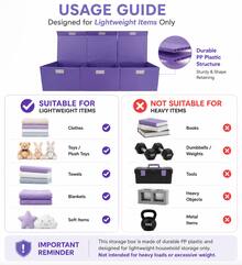 3-Grid Kids Toy Storage Box, Foldable Fabric Storage Organizer With Mesh Pockets, Large Capacity 40 X 14 X 16 Inches, Purple Toy Storage Bin For Nursery And Bedroom Organization - 紫色 - 查看 2