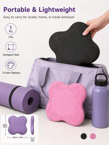 Thick Non-Slip Portable Yoga Knee Pad, Dual-Use Elbow Support Pad, Random Color, Durable Protective Pad, Paired With Marble Pattern Yoga Mat, Ideal For Indoor Home Fitness Workout Training - Multicolor - View 6