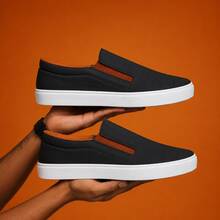 Men's Slip-On Sneakers, Elastic, Easy To Put On, Lightweight, Soft, Comfortable, Immediate Shipping - 黑色 - 查看 4