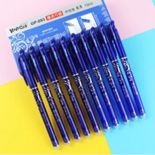 12pcs Blue Erasable Gel Pens, Built-In Eraser, 0.5mm Quick-Dry Smooth Soft Grip Design, Perfect For Note-Taking And Writing, Ideal Office And School Supplies, Birthday, Christmas, Halloween, Valentine's Day, New Year, Friend Gifts And Easter Gifts - 12pcs/Set - View 1