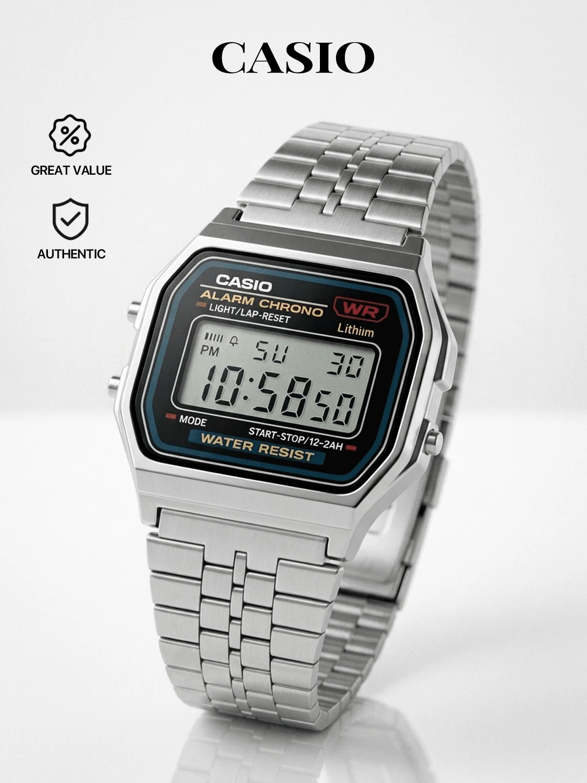 Casio CORE MEN 数字手表,适合作为送给父亲或男友的礼物 - 銀色 - 查看 1