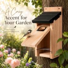 3/1Pcs Cedar Bluebird House For Outdoors, Wooden Birdhouse With 1.5 Inch Entrance Hole, Metal Predator Guard, Easy Clean Latch, Air Vents, Fledgling Grooves, Cedar Nesting Box For Wrens, Swallows, Backyard Garden Bird Watching - View 9