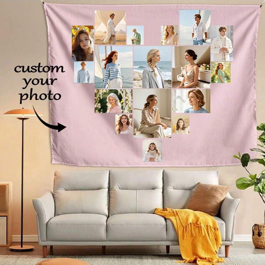 1 pièce Décoration murale personnalisable, peut ajouter des photos et du texte, convient pour l'anniversaire, le mariage, Halloween, Noël, la fête, la fête des pères/fête des mères, la décoration de la maison, la décoration de la chambre, la décoration de Noël, la pendaison de crémaillère, le canapé, le lit, la voiture, la salle de thé, la chambre, la salle de bain, le salon, la salle à manger et d'autres occasions. - Multicolore - Voir 1