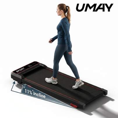 UMAY Tapis roulant portatile 2 in 1 da scrivania, con inclinazione del 5%, leggero, silenzioso, per casa e ufficio, con potenza di 2,5 CV e portata di 120 kg, con display a LED.