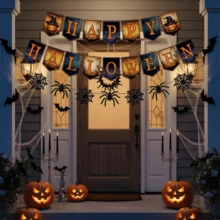 Halloween Dekorationen - Happy Halloween Banner | HALLOWEEN Party Dekorationen für Innen und Außen - Trunk Or Treat Hintergrund Girlande für Außen | Hängende Partyartikel Zubehör für Halloween - A - Übersicht 5