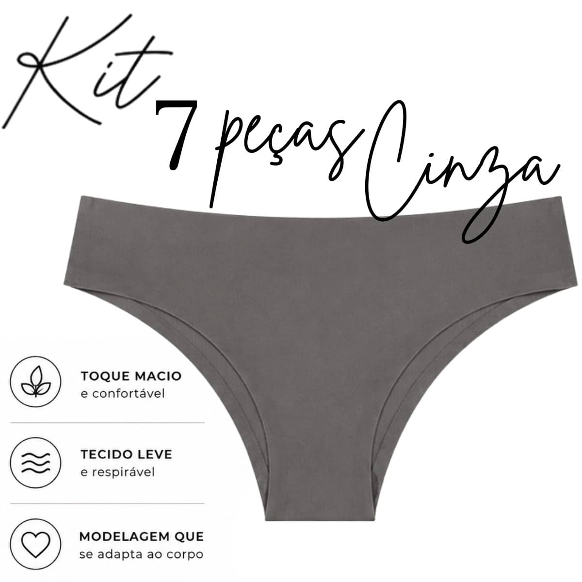 Kit 7 Calcinhas Poliamida Sem Costura Invisiveis Confortavéis Discretas