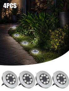 4/8pcs 8 LED Solar Ground Lights, IP65 Waterproof Solar Disc Lights, Auto On/Off Embedded Pathway Lights, Suitable For Garden, Yard, Walkway, Patio And Lawn Decoration Outdoor Landscape Lighting - 8LED - View 11