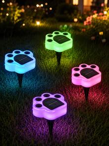 4入組 爪印太陽能地燈 IP44 防水戶外太陽能路徑燈 暖白/冷白/RGB 3種模式 LED 圓盤地埋燈 自動開關 無線寵物花園裝飾燈 適用庭院草坪露台走道景觀 - 熊爪燈 - 查看 10